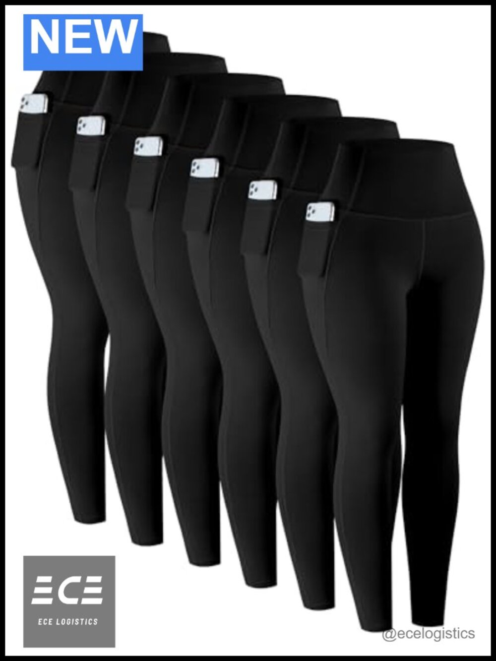High Waisted Tummy Control Leggings with Pockets Yoga Pants 6 Pack